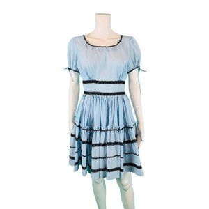 Vintage 1960s Party Square Dance Ric Rac Dress | W 28"